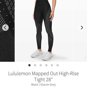 Lululemon Mapped Out‎ High-Rise Tight 28" Black Glacier Grey Leggings 8*
